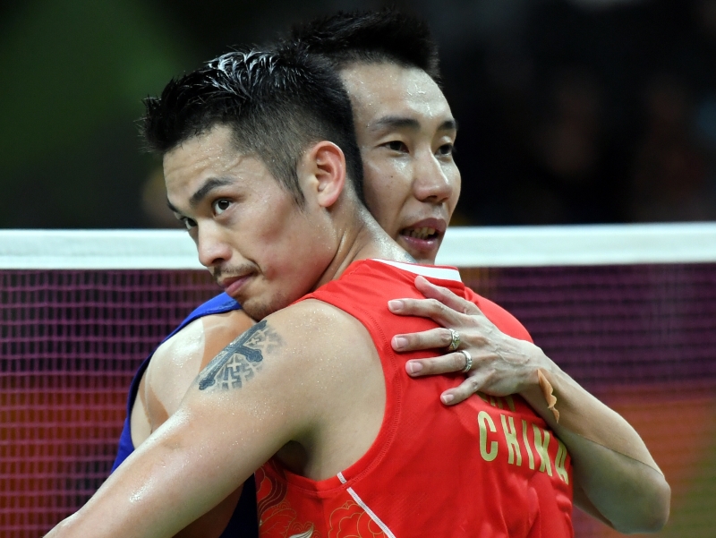李宗伟（左）是唯一能打败林丹超过10次的男单球员。（新华社照片）