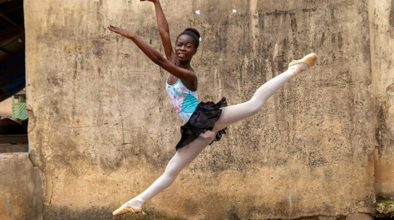 A Leap of Dance Academy student in a poor district of Lagos. AFP