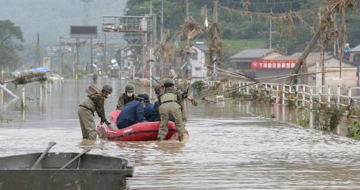 Raft was often the only way to reach stranded people. AFP