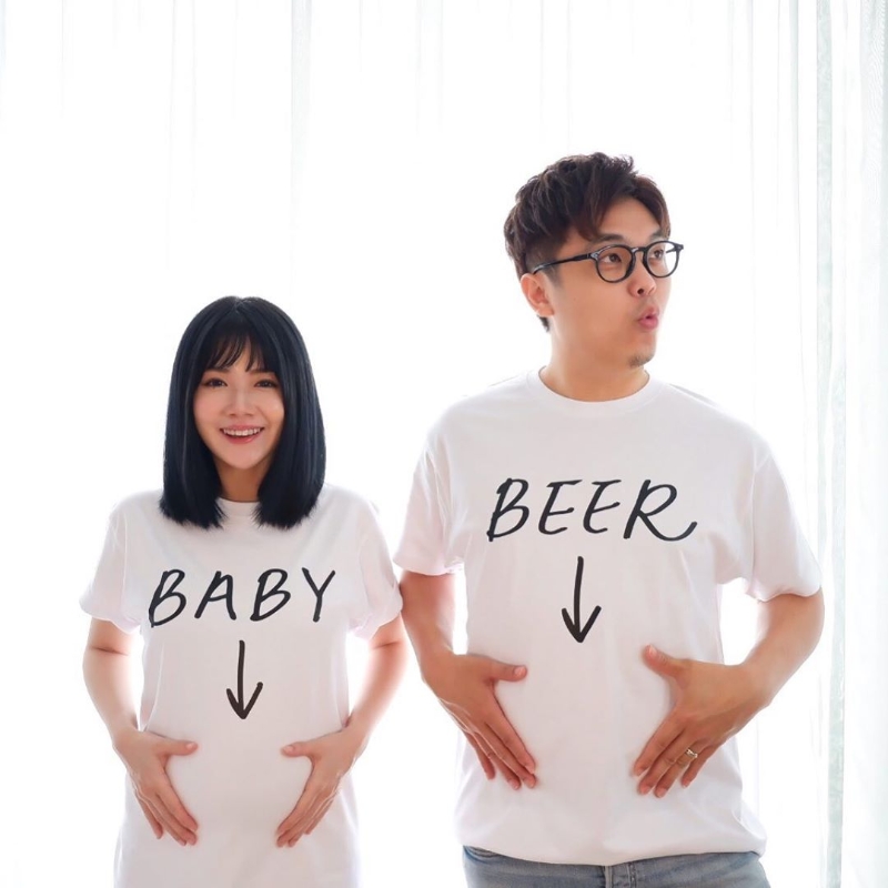 陈珂冰打趣老公凌加峻的啤酒肚怎么比自己的孕肚还大啊！
