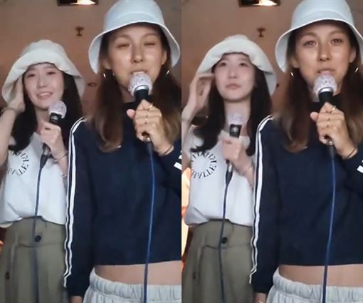 润娥（左）和李孝利日前直播在KTV唱歌没戴口罩，遭网民骂翻。