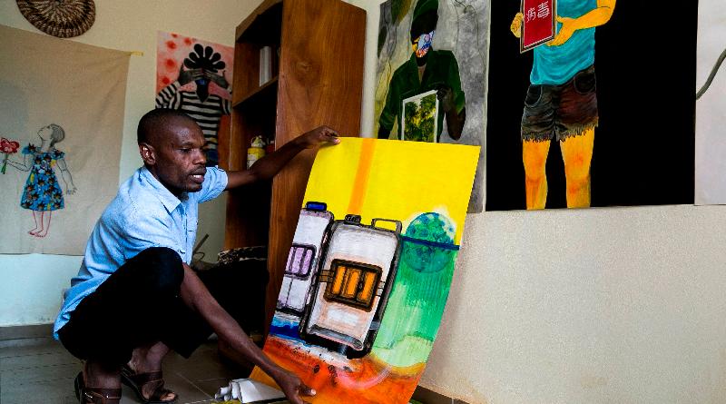 Young Cameroonian artist Alioum Moussa has since March been broadcasting his paintings online about the ravage of the COVID-19 outbreak with more than a hundred works from the series 