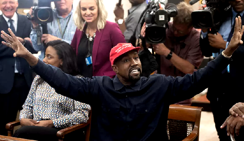 Kanye West, pictured in October 2018 meeting with Donald Trump in the White House, says he no longer supports the US president and is running for the office himself. AFP Kanye West, pictured in October 2018 meeting with Donald Trump in the White House, says he no longer supports the US president and is running for the office himself. AFP