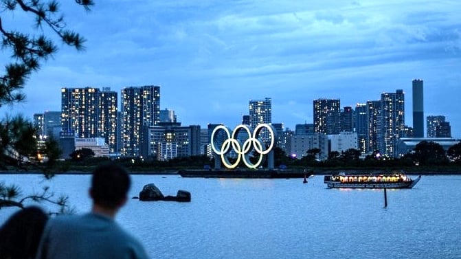The Olympic Rings near a seaside park in Tokyo. AFP The Olympic Rings near a seaside park in Tokyo. AFP