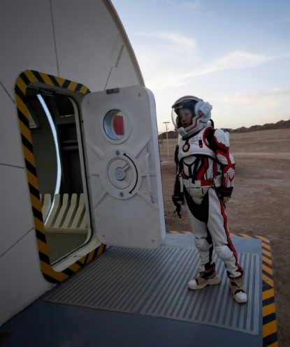 A woman wearing a spacesuit at a Chinese Mars simulation base in the Gobi desert. AFP