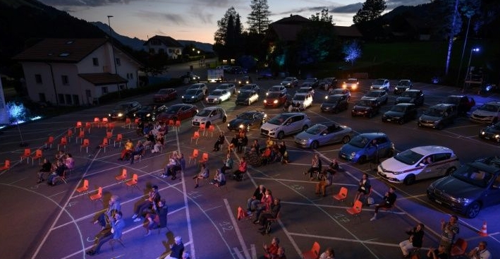 The drive-in festival offered a novel way to return to live music. AFP