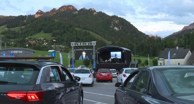 Swiss Alps comes alive with sound of music at drive-in festival. AFP
