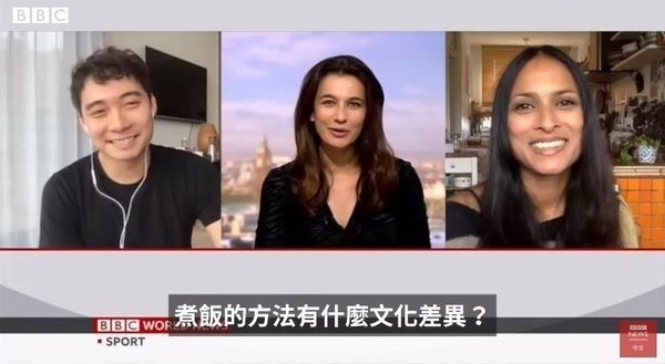 BBC炒饭教学影片爆红，BBC特别采访网红“Uncle Roger”黄瑾瑜（左）与BBC美食频道主持人赫莎（右）。