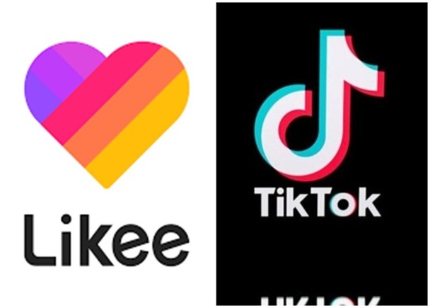 TikTok（右）在美国面临封杀，Likee（左）在当地正在冒起。(互联网照片)
