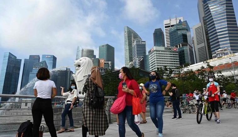Singapore's economy shrank almost 43% in the second quarter. AFP