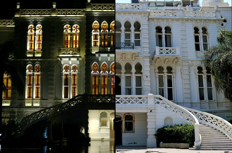 The Lebanese capital's Sursock Museum before and after Beirut's catastrophic blast. AFP