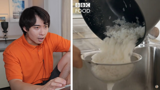 “Uncle Roger”黄瑾瑜在视频中，以浮夸的表情和语气，吐槽BBC Food的蛋炒饭制作视频，引起很多人的共鸣。（图：截自黄瑾瑜官方YouTube频道）