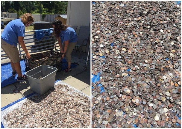 水族馆员工从许愿瀑布挖出440公斤的硬币。