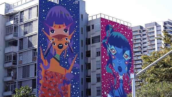 Mural by artist Mari Mats on Rua Capitao Prudente, West Zone of the city of Sao Paulo. AFP