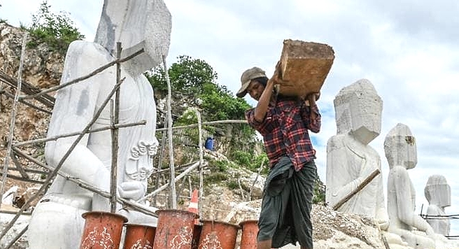 Around 80% of people in Myanmar's Sagyin village work in the marble business. AFP