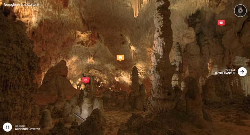 美国新墨西哥州的卡尔斯巴德洞窟国家公园（Carlsbad Caverns National Park）（Google Arts & Culture网站截图）
