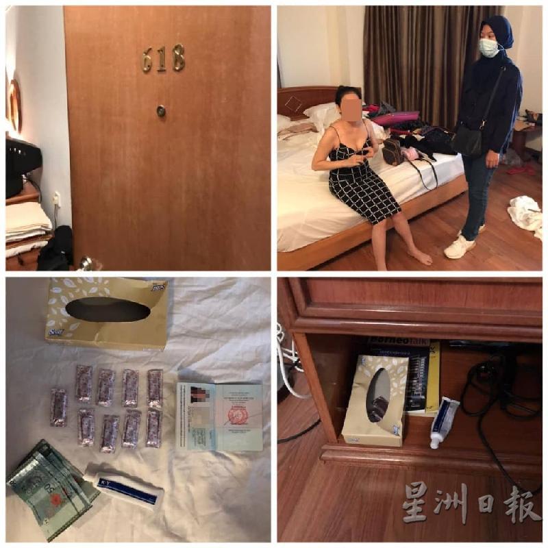 诗巫警方刑事调查组在市区一间旅馆客房逮到一名卖淫越南女,房间内找到保险套、润滑剂和现款。 诗巫警方刑事调查组在市区一间旅馆客房逮到一名卖淫越南女,房间内找到保险套、润滑剂和现款。