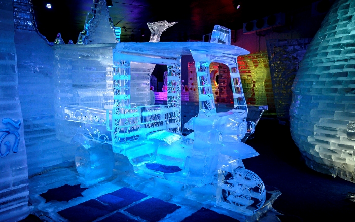 A tuk-tuk made of white sand imitating ice in the "Frost Magical Ice of Siam" park outside Pattaya, Thailand. AFP A tuk-tuk made of white sand imitating ice in the "Frost Magical Ice of Siam" park outside Pattaya, Thailand. AFP