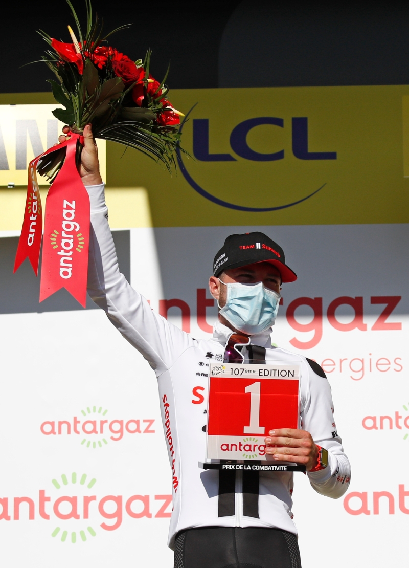 瑞士的22岁小将伊尔希在周四的2020环法脚车赛第12赛段中以47秒的优势，夺下个人首个环法赛段冠军。（美联社照片）