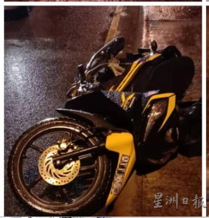 死者的摩托车损坏。