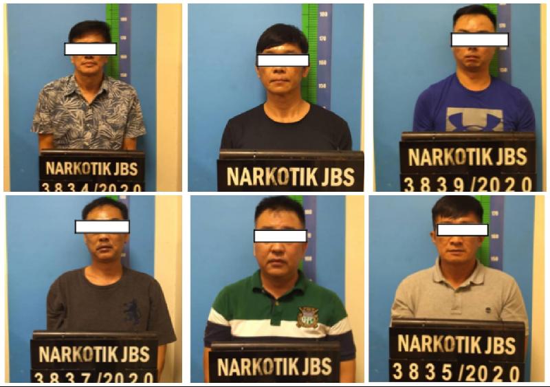 在扫毒行动中被逮捕的6名男嫌犯，被延扣6天助查。