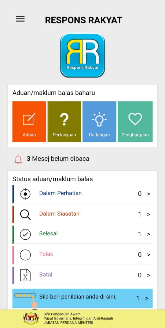 民众可下载“Respons Rakyat”手机应用程式，投诉民生问题。