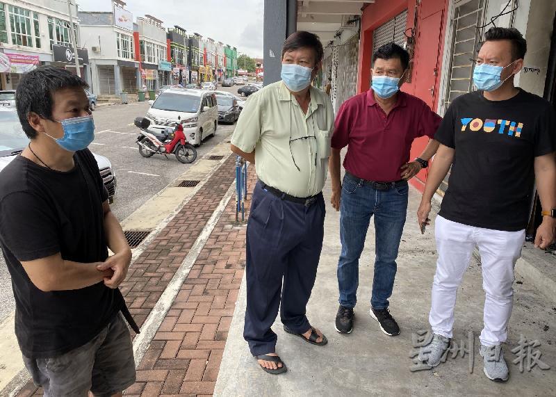 陈佳宾（左一）希望当局采取行动，避免发生不愉快事件。右起蔡求伟、林千宏及戴佛淞。
