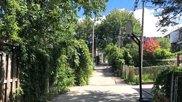 In Montreal's Ahuntsic-Cartierville district, a green alley has been created near Saint-Hubert Street as a breath of fresh air for residents during the pandemic. AFP