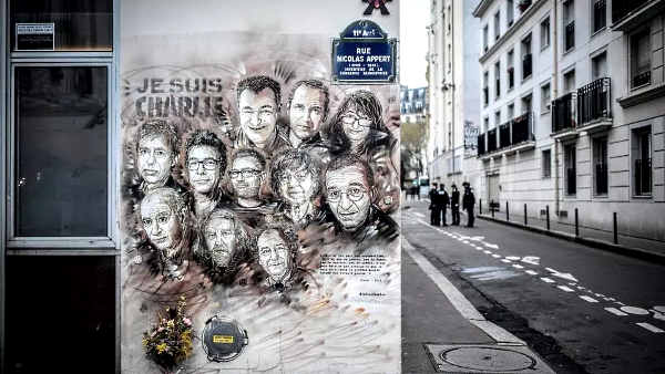 The street where Charlie Hebdo journalists and cartoonists were gunned down at their offices in 2015 was the scene of a new knife attack this week. AFP