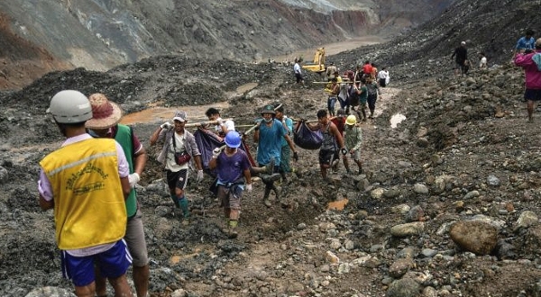 Jade mining has turned the area into a treacherous moonscape of mud. AFP