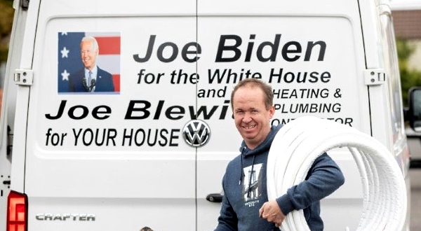 Biden's distant cousin Joe Blewitt has been harassed by someone with a US accent after drawing attention to the relationship on his work van. AFP Biden's distant cousin Joe Blewitt has been harassed by someone with a US accent after drawing attention to the relationship on his work van. AFP