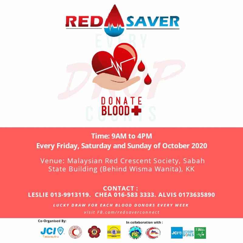 沙红新月会捐血活动时间表，并呼吁民众挺身助病患。