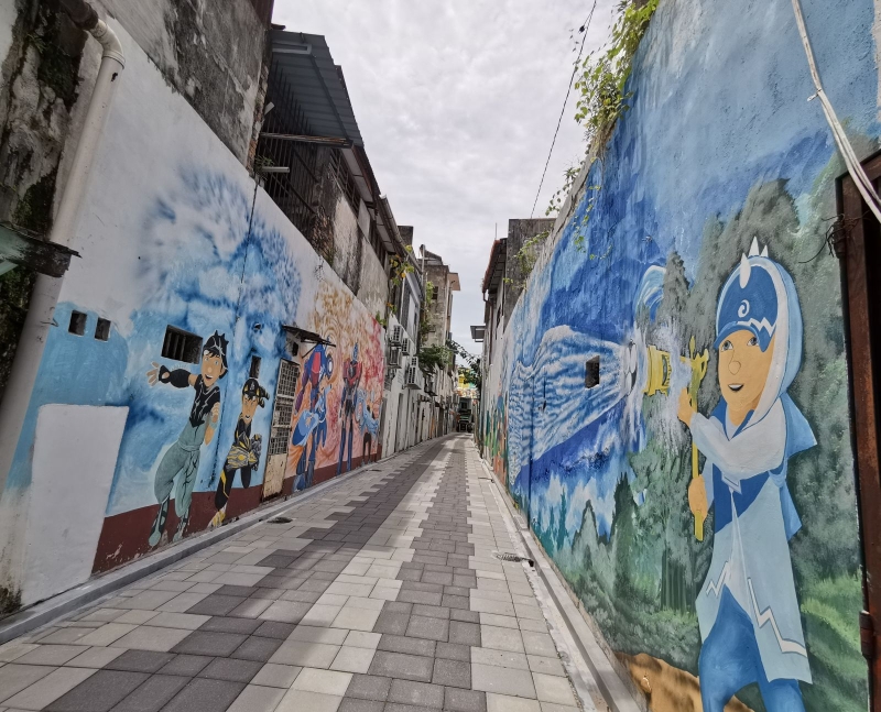 麻坡市区多条壁画小巷不见游客打卡踪迹。