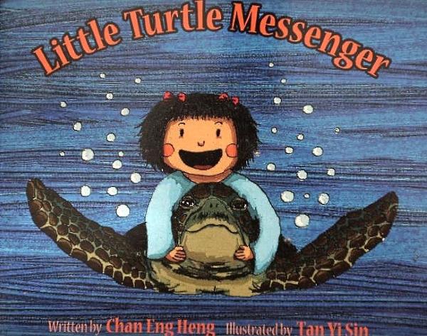 "Little Turtle Messenger", one of the two children's books published by Chan. SIN CHEW DAILY