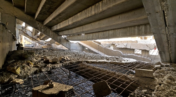 The ravaged al-Idara al-Mahalia stadium near Mosul. AFP