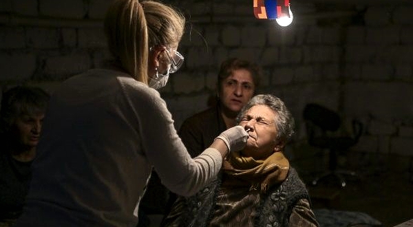 The dingy basements used as bomb shelters in Stepanakert are an ideal place for the coronavirus to spread. AFP