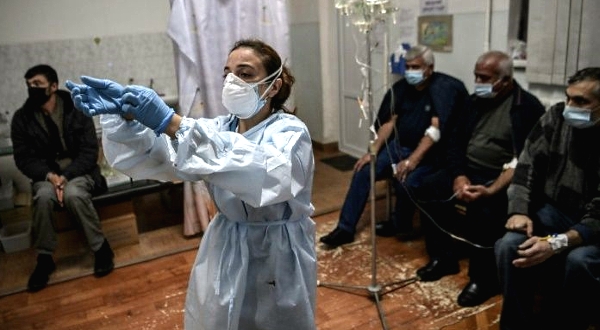 With no testing facilities in Stepanakert itself, hospital staff must care for suspected cases as best they can. AFP