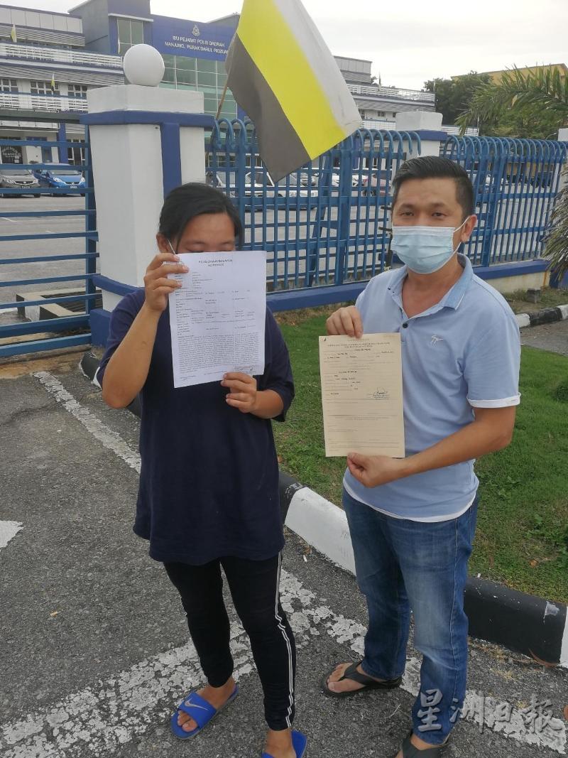 陈德晟（右）日前陪同黄姓女子（左）前往警局报案，也带她到医院验伤。