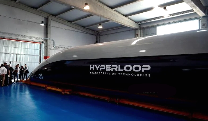 The Virgin Hyperloop made its first journey carrying passengers yesterday. AFP