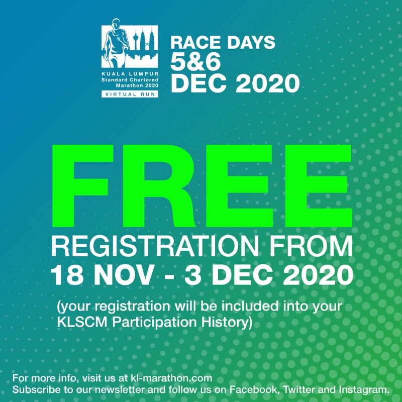 2020吉隆坡渣打马拉松虚拟跑将在12月5日至6日举行，报名免费。