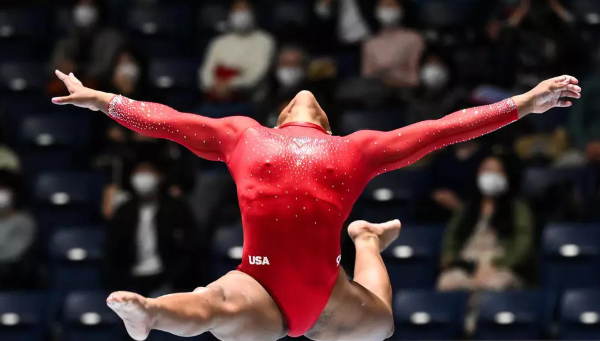 Fans were asked to keep quiet at a gymnastics event in Tokyo. AFP Fans were asked to keep quiet at a gymnastics event in Tokyo. AFP
