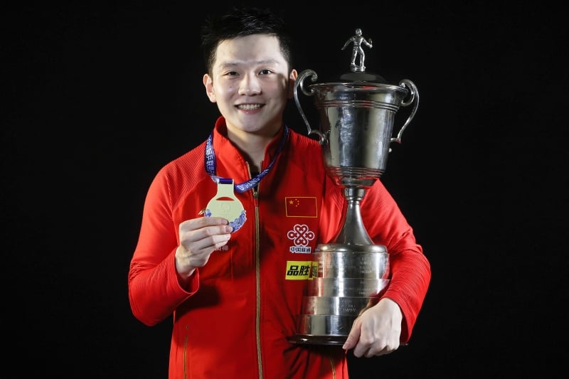 樊振东第4次加冕世界杯男单冠军，也成为史上首位实现男乒世界杯3连冠的选手。（欧新社照片）