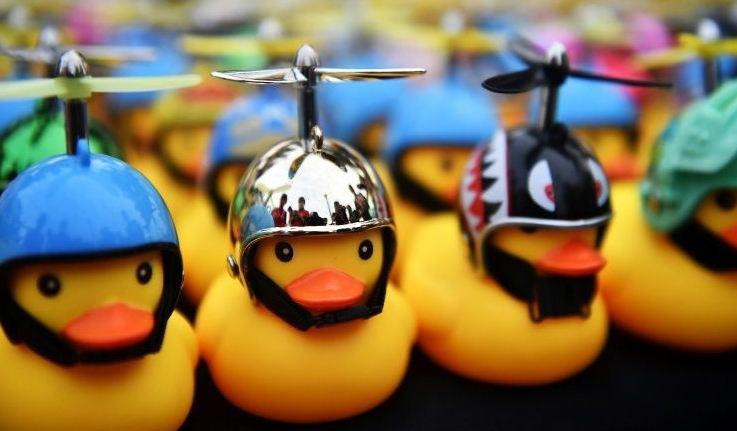 Yellow rubber ducks have become a symbol for the ongoing protests. AFP