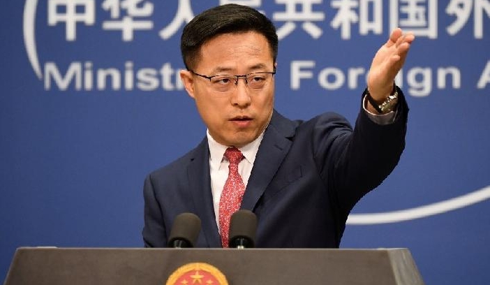 Chinese Foreign Ministry spokesman Zhao Lijian during a daily media briefing in Beijing. AFP
