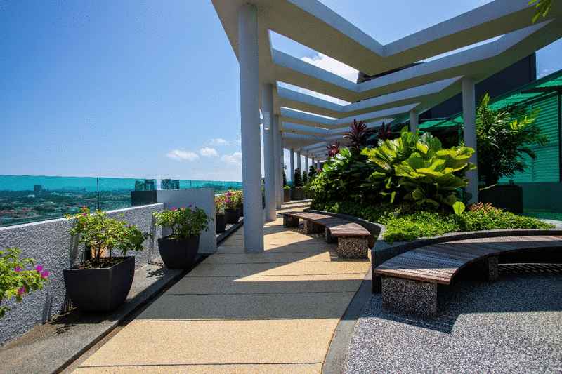 SkyVue Residence公寓空中花园，让居民可进行休閒活动和饱览美丽景色。