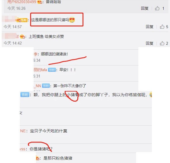 网民都被粉红色小猪吸引了注意力，但周扬青没有回应相关内容，只是回应了其他评论的内容。