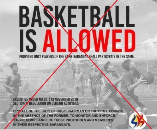 菲律宾政府澄清，社交媒体上流传指街头篮球上月解禁是假新闻。