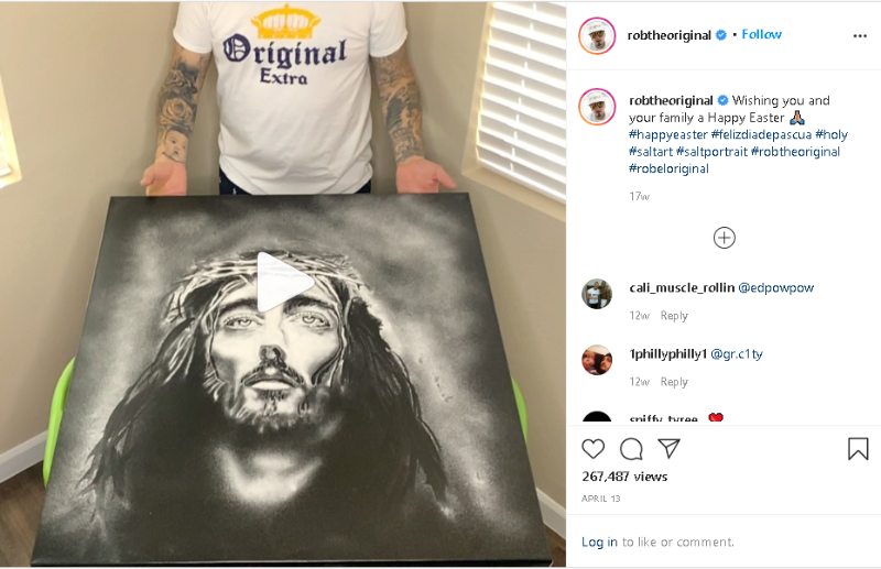 罗伯也经常通过个人Instagram账号“robtheoriginal”上传自己的“盐制”艺术作品。