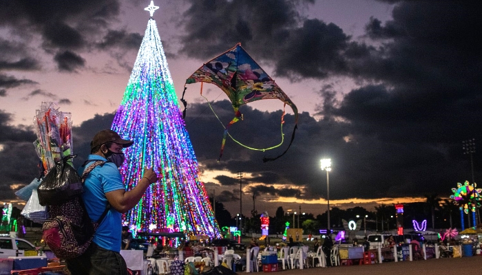  Christmas decorations at Juan Pablo II Square in Managua, the capital city of Nicaragua. AFP