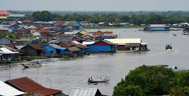More than a million people live on or around the Tonle Sap but water levels have plummeted and fish stocks dwindled because of climate change and dams upstream on the Mekong. AFP